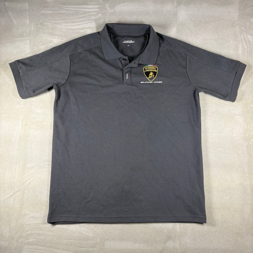 Lamborghini Squadra Corse Polo Shirt Gray Mens 2XL Automotive Racing Logo